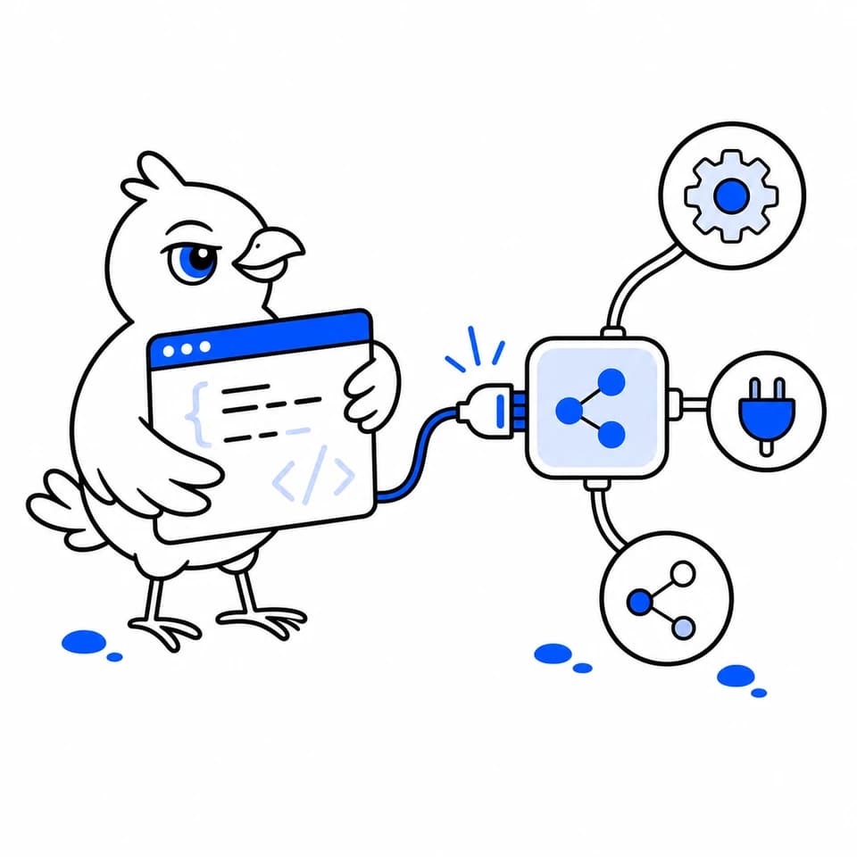 Storeboard bird connecting a code window to automated tools